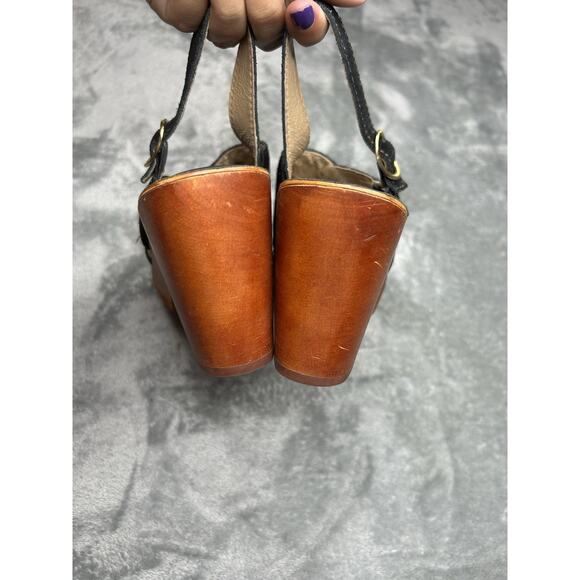 Anthropologie Latigo Iris Black Suede Sandal Platform Wood Chunky Heel Size 8.5 - Picture 4 of 7